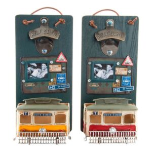 DKD Home Decor „Self Serve“ medinis ir metalinis butelių atidarytuvas, 2 vnt.